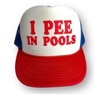 Retro I Pee In Pools Cap Hat Foam Trucker Mesh Snapback Red White Blue 4th July